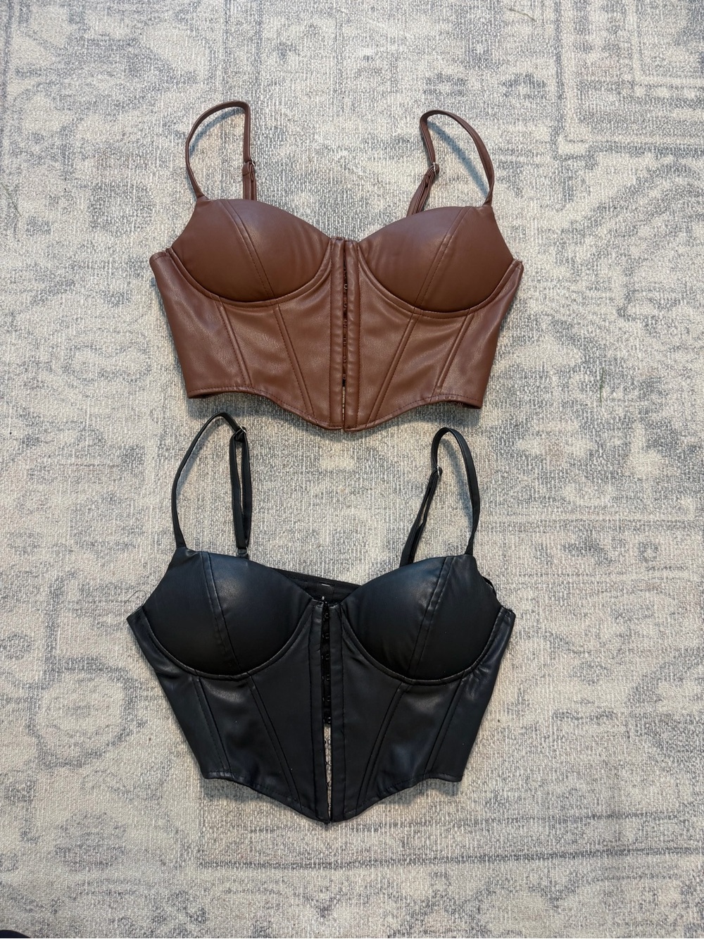 Windsor Faux Leather Bustier Crop Top - Black & Brown
